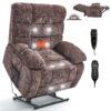 Lift Recliner Chair Heat Massage Dual Motor Infinite Position Up to 350 LBS Large Electric Power Lift Recliners with Power-Remote, Medium-firm and Heavy duty, Brown