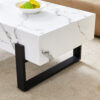 47.2"x23.6" Black and White Minimalist MDF Marble-Patterned Coffee Table.White marble pattern sticker,Black metal leg spray coating,MDF Coffee table.Showcasing a modern and simple style.