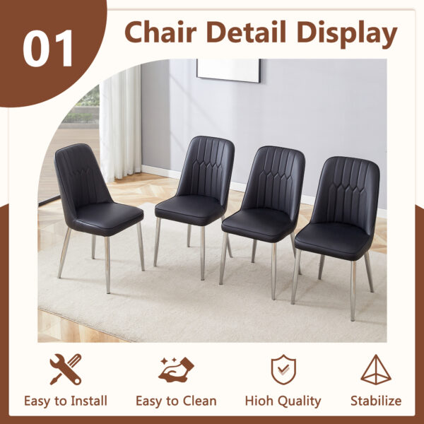 c3dac1fa965f4f169983d62a508053b5_c6b395faef30142d44da5144914c5280 Table and chair set.63"x31.5x30" Luxurious Snow Mountain Patterned Sintered Stone Table with Silver Metal Butterfly Legs.Paired With 6 Black Chairs With Silver Metal Legs.Modern Light Luxury.