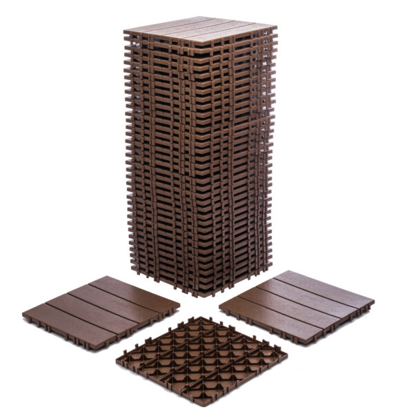 76-Pack 11.42"x11.42" Plastic Interlocking Deck Tiles - 68.80 Sq.Ft Outdoor Plastic Flooring,Super Durable & Waterproof, All-Weather Indoor/Outdoor Use,Eco-Friendly Non-Toxic Material