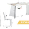 Table and chair set.63"x31.5x30" Luxurious Pandora patterned Sintered Stone Tabletop with Silver Stainless Steel Butterfly Legs.Paried With 6 White High-quality PU Chairs With Arched Metal Legs.