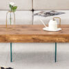 Natural Style MDF Coffee Table - 39.3"x21.6" with Tempered Glass Legs.Density Board Sticker,Reinforced Glass.