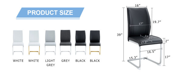 c47730a3596c4ea083928ebb39b3da59_61a3868ff66a6e6bee776f79cdb745e3 Luxury Simple Arch Chair - Set of 8 Black PU Material High Resilience Dining Chair with Arched Metal Silver Leg.Packed In Two Boxes.