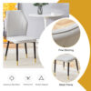 4 light gray modern dining chairs with stylish PU patterned backrest and black metal legs for a comfortable home experience in the kitchen, bedroom and office.