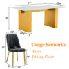 Table and chair set.Luxurious Style Tempered Glass Dining Set-71"x35.4"with 8 Black PU Chairs with Simple Line Designs On The Backrest .Golden Metal Legs.Tempered Glass Top With White Texture sticker.