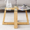 Modern practical circular coffee tables. Made of transparent tempered glass tabletop and wood colored MDF material. Suitable for living rooms and bedrooms.31.5"*31.5"*17.7"