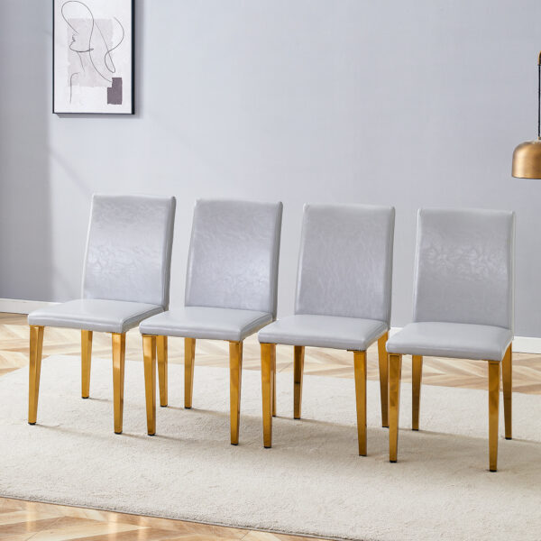 c4e3bf2d4d7e476ea35929f1c314c06d_3a71524af28d84f150a4b243c41c122f Four Light Gray PU dining chairs, simple and versatile, comfortable and accompanied. Exquisite and versatile dining chairs unlock a comfortable new experience.(Set of 4)