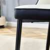 Modern Two-Tone PU Dining Chairs - White and Black spliced chairs With Gold Decorated Legs.White and Black spliced,Black Metal Legs,Set of 4 chairs.
