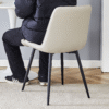 Extended Seat Cushion PU Dining Chair Set - Four Pieces,Ergonomic Design.Smooth line design,Integral metal leg structure,Can integrate well into various modern home decoration styles.