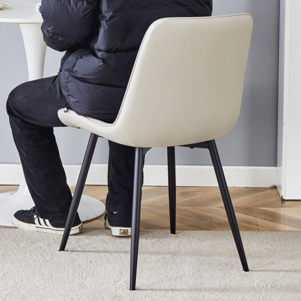 c543b45da0a04b4088605de1ee48d5d5_be0041d0c16ee8c733b4f39b01d7416d Extended Seat Cushion PU Dining Chair Set - Four Pieces,Ergonomic Design.Smooth line design,Integral metal leg structure,Can integrate well into various modern home decoration styles.
