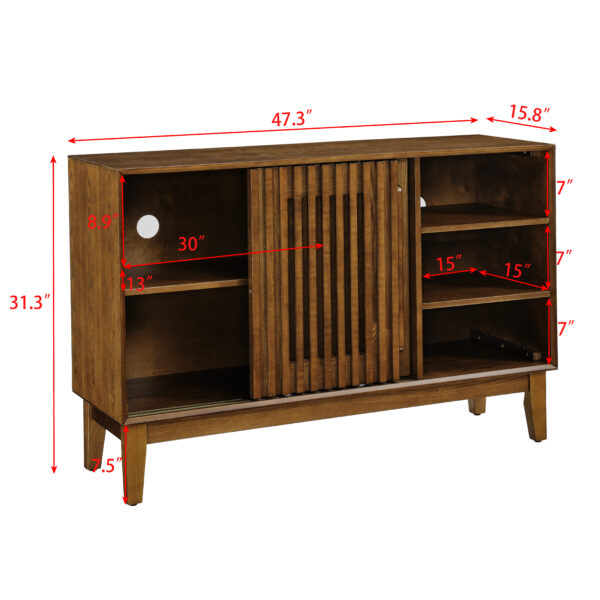 c59ba9d6ae5548c5a8758a4bf676704b_4f03230445317629f931f5688dd05454 47.3" Sideboard Buffet Cabinet with Storage, Farmhouse Fluted Sideboard with 2 Doors & Solid Wood Feet, TV Media Console, Storage Cabinet for Kitchen Dining Living Room Entryway Hallway, Walnut