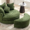 Orisfur. 360° Swivel Accent Barrel Chair with Storage Ottoman & 4 Pillows, Modern Chenille Leisure Chair Round Accent for Living Room, Green