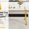 Dining table. Modern tempered glass dining table. Large modern office desk with gold metal legs and MDF crossbars, suitable for home and office use. Kitchen .71 ''x35.4''x30 '' 1105