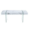 43.3"x23.6" White Marble-Patterned MDF Coffee Table with Tempered glass legs.Suitable for Living Room.It can be used not only as a coffee table but also as a side table or display stand.