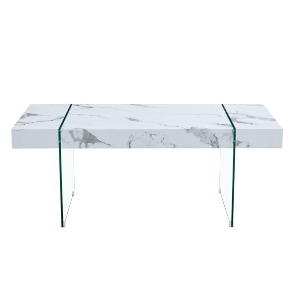 c5c797e162014751b3c488d7d114a9d4_9a14bfb498af8dd0f0b4ed4ed28a09aa 43.3"x23.6" White Marble-Patterned MDF Coffee Table with Tempered glass legs.Suitable for Living Room.It can be used not only as a coffee table but also as a side table or display stand.