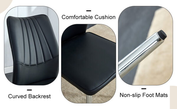 c5e4c3f6907047639d664dea2e8aa6dd_82445eb2a9443a1a2de4f864beb5c6ae Table and chair set.63*31.4 Inch Pandora Patterned Sintered Stone Dining Table Set - 4 Shell Textured Black Chairs, Modern Light Luxury.Perfect For Dinner Room,Meeting Room,Kitchen,etc.