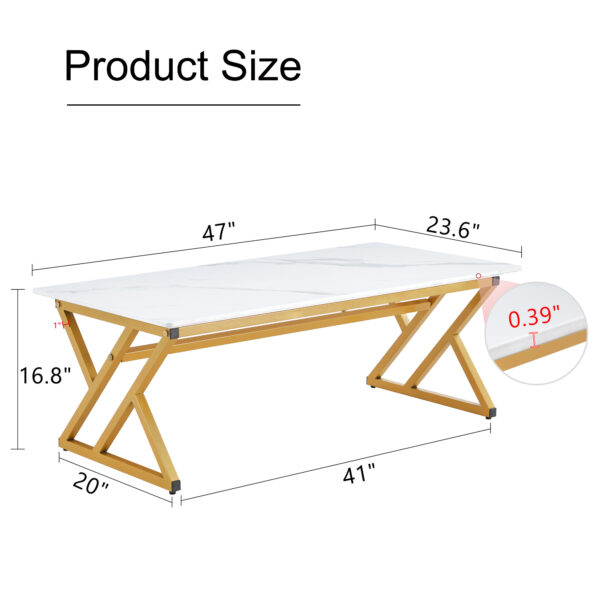 c600840b2ba240da9ca1948aa50cb743_0f7f1dbd7d7e4f7742f2f8b0adf586d3 A coffee table made of rock slab material, with a smooth and natural surface that complements the modern design of the golden metal legs, making it suitable for living rooms of all sizes.47*23.6
