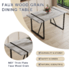 Table and chair set.A minimalist retro rectangular dining table with a textured top and black metal legs.Paired With 6 Light Gray Linen-Cotton Dining Chairs With Curved Widened Cushion Design.