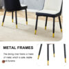 Modern Two-Tone PU Dining Chairs - White and Black spliced chairs With Gold Decorated Legs.White and Black spliced,Black Metal Legs,Set of 4 chairs.
