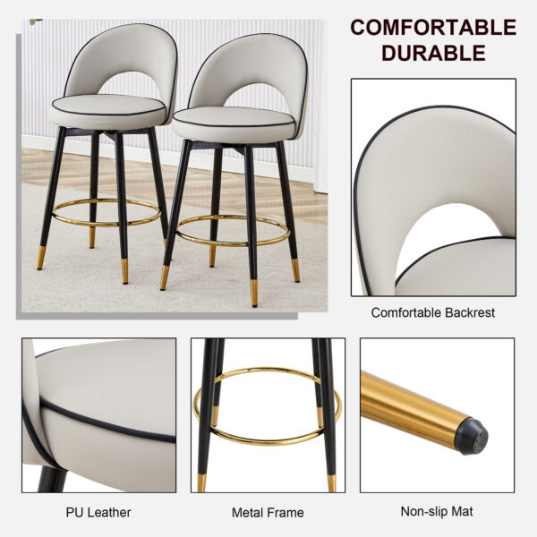 c66ec7b042fb409a9f5a92939565d75b_79243f8b4a364109855bc1dd9bbb684e 360 ° rotatable bar chair.Modern PU comfortable upholstered bar chair with smooth and beautiful black metal legs for dining room, kitchen, terrace and guest office chair.Set Of
2.W1151P153940