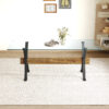 Elegant Transparent Tempered Glass Dining Table - 79"x31.5" with X-shaped Black Metal Table Legs,Wood Grain Textured MDF Crossbeam. With a Thickness Of 0.39 Inches.Comfortably Accommodate 6-10 People.