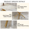 Table and chair set, large modern minimalist rectangular dining table, 0.39-inch imitation marble tabletop and golden metal legs, soft leather seats. F-1537