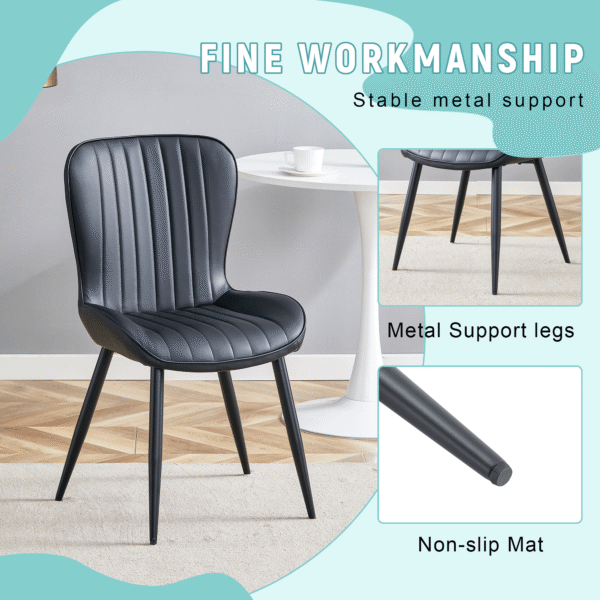 c68ff0ff449d43eab948a4b96fa4db4d_7864fa3d599d7d5402431379fd643c5f The Black Minimalist Ergonomic Dining Chair Comes In A Pack of 4, With A Comfortable Design Of Extended And Curved Seat Cushions, Unlocking A Comfortable And Minimalist New Sitting Posture.