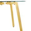 Modern Luxurious Round Tempered Glass Dining Table with Gold 7-Shaped Metal Legs,suitable for family meals, office conferences, or as a casual coffee table for various occasions.36*36*29.5