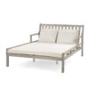TREXM Outdoor Daybed, Patio Daybed with Four Pillows, Wooden Outdoor Bed with Curved Armrests for Poolside, Backyard, Garden (Gray+Beige Cushion)