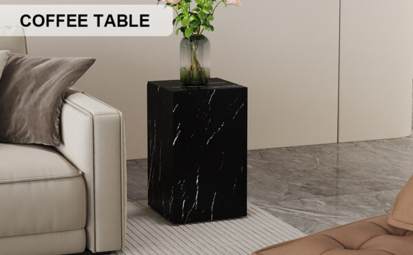 c6d76918ca224122bf82757955cab3e6_a40fa5d19555b65a735c7c40cfa84eae 11.8*11.8*19.6 Inch Black Marble Texture MDF Coffee Table - Luxurious Design, Perfect Living Room Accent.Rectangular fashion texture design coffee table, suitable for various situations and scenes.