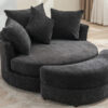 Orisfur. 360° Swivel Accent Barrel Chair with Storage Ottoman & 4 Pillows, Modern Chenille Leisure Chair Round Accent for Living Room, Gray