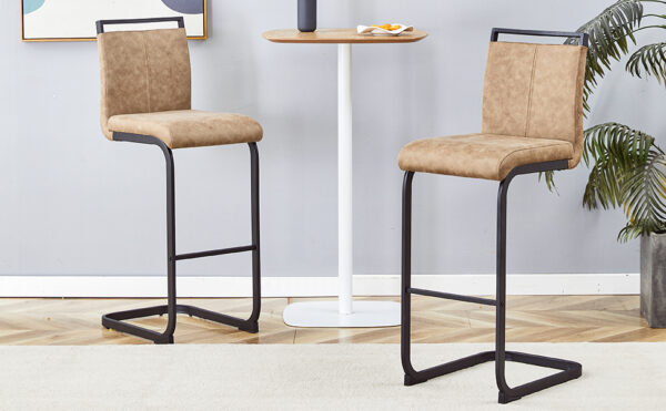 c713cd72e7f5415884e17cc9ea033370_ea82afd6f734e18b56fdca79c6133ca3 42.5 Inch Tall Brown Tech Fabric Bar Stool - A Perfect Combination of Modern Design, Comfort, and Stability.A Set of 2.Suitable Not Only For Home Use But Also For Bars, Restaurants,And Other Settings.