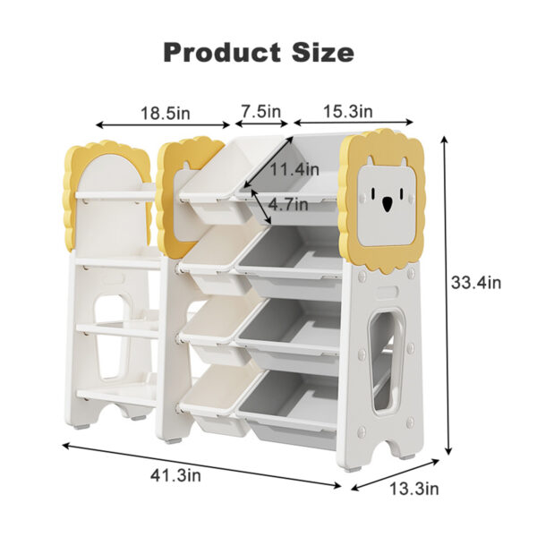 c719019cc4a3477e8beadea79fee6101_564771c0cdf88b79ea0b6153c658b1f2 Kids Bookshelf and Toy Storage, 4-Tier Toy Organizers W/8 Removable Storage Bins, Kids Toy Storage Organizer for Study Room, Bedroom, Kids Room, Classroom, Nursery
