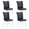 Modern minimalist dining chairs, black PU leather curved backrest and seat cushions, electroplated metal chair legs, suitable for restaurants, bedrooms, and living rooms. A set of 4 chairs.008