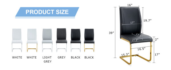 c77b949d06dc49499c7b54a2f68883e7_32c0a9eace61991c655bf80341ecc905 Luxury Simple Arch Chair - Set of 8 BLACK PU Material High Resilience Dining Chair with Arched Metal Gold Leg.Packed In Two Boxes.