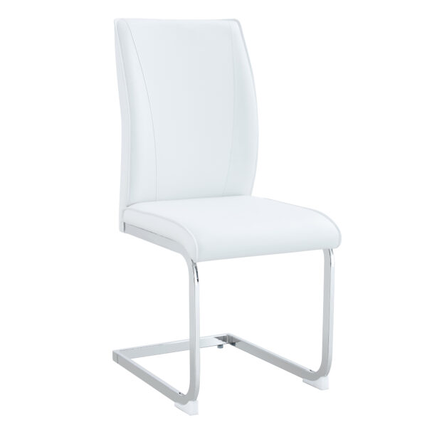 c7b21d2c92e34549928164dda318a16e_8872312112274943c2006bbd8181a86c Luxury Simple Arch Chair - Set of 4 White PU Material High Resilience Dining Chair with Arched Metal Silver Leg.