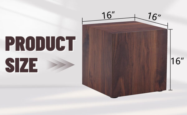 c7bb3df822244de4ad5ef82dedb1c348_48bec529b800763a769dcd9a06b91856 16*16*16 Inch Walnut Wood Grain MDF Coffee Table - Luxurious Design, Perfect Living Room Accent.Cube fashion texture design coffee table, suitable for various situations and scenes.