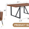 Table and chair set.Industrial Style Walnut-Colored Rectangular Dining Table - 71"x39.3" Large Size.Paired with 8 Brown Suede Chairs.Brown armless dining chair,Suitable for kitchen,Dining room,etc.