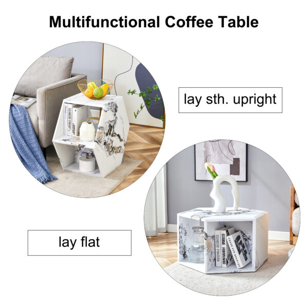 c7c4c53a3d244db180e090ad886e2996_9f8bb62474d07b4f3025e3122345c10b Hexagonal MDF coffee table, characteristic pattern stickers, multi-hole design to give more storage space, simple and convenient design makes it suitable for all kinds of style scenes.