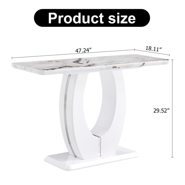 Modern Simple Glossy White Rectangular Counter Bar Table 47.24" x 18.11" x 29.52" For Living Room Bedroom Bedside Entrance House Balcony Office Bathroom. BT-1280