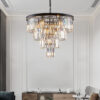 (Same as W1340P188542/L5007-600-B) 24" Contemporary Crystal Modern Chandeliers Crystal Ceiling Chandelier 4 Tier Black Chandelier Lighting for Dining Room Living Room Bedroom (Bulbs Not included)