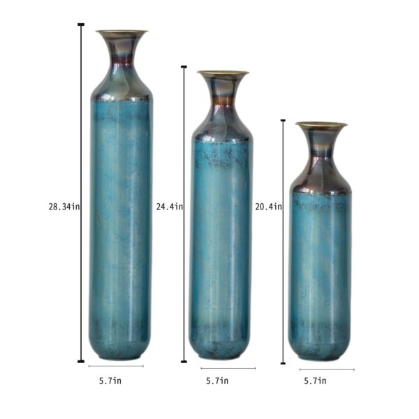 Floor metal vase modern style decoration home droplet shaped white metal vase 3-piece set gorgeous home decoration large glazed metal vase
