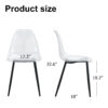 Modern minimalist transparent dining chair, plastic chair, armless crystal chair, Nordic creative makeup stool, negotiation chair, set of 4 pieces, black metal legs,TW-1200