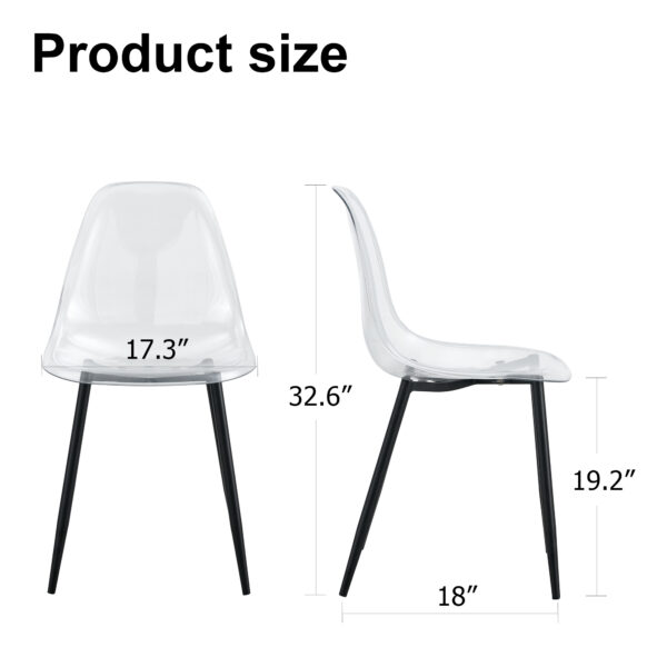 c8622a1d449246499d7afe12a4f51feb_20231016_320406a013cea1a4158e6b8ad75b1aa2 Modern minimalist transparent dining chair, plastic chair, armless crystal chair, Nordic creative makeup stool, negotiation chair, set of 4 pieces, black metal legs,TW-1200