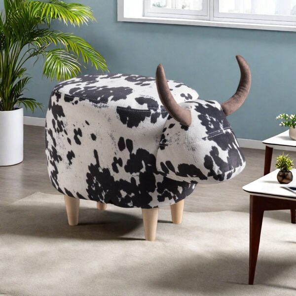 c86c9f0ec05b459b8bfe4951d398ce2c_68da93c17e1a58bc16c8ea04269f4dd7 Black and White Cow-Shaped Ottoman, Modern Ottoman, Modern Accent Stool Home Decor, Suitable for Living Room, Bedroom, Porch, Garden, Backyard, Balcony