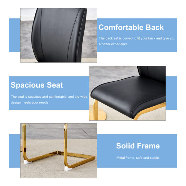 c892d7eb0b404e39bd5bf74fa0fdbbb5_ef81fdd014ec1fd82767b31e0d8d02f0 Luxury Simple Arch Chair - Set of 4 BLACK PU Material High Resilience Dining Chair with Arched Metal Gold Leg.