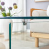31.4 Inch Modern Two-Tier Square Coffee Table - An Elegant Combination of Clear Glass and Dark Wood Texture Sticker It can be used not only as a coffee table but also as a side table or display stand.