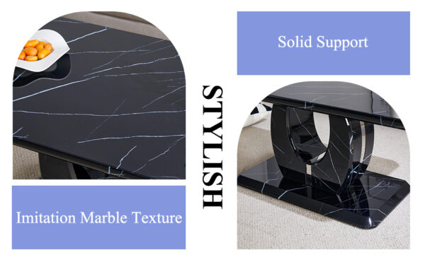 c8fd6ea969594f5a8d1aed5d5ba8566c_4810799752531762733c010c5f6d69c8 Modern minimalist black MDF pattern sticker pattern MDF rectangular coffee table. Add a peaceful and comfortable atmosphere to your home. MDF coffee table, black MDF pattern sticker, side table.