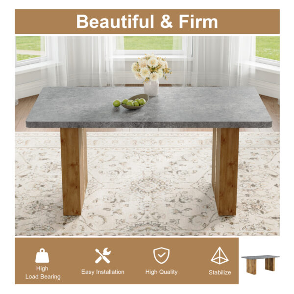 c93b983b483d40989426640a30b19179_bc22712f730e6abe87b9ca58dde44069 Large modern rectangular table with cement-grey patterned top and large MDF legs for kitchen, dining and living room to give a different atmosphere to the home environment.