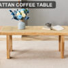 Modern and minimalist rectangular rattan tabletop with rubber wooden legs, imitation rattan woven Chinese side table, suitable for small rectangular tables in living rooms, dining rooms, and bedrooms